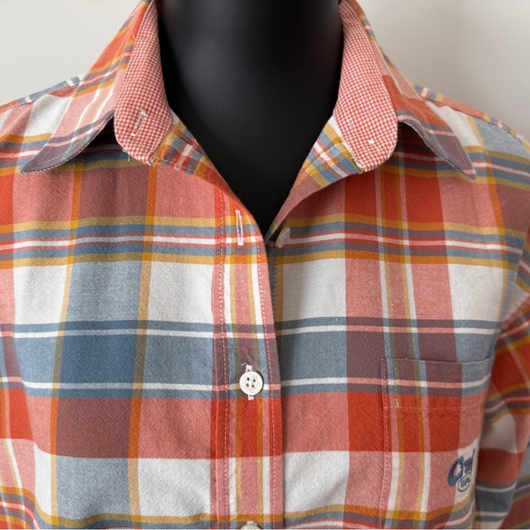 Cruel Girl Women's L Plaid Button-Down Shirt in Orange, Blue, and White - Picture 2 of 14